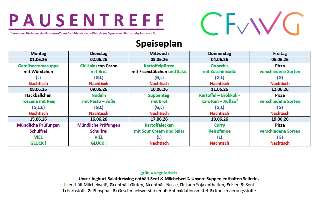 Speiseplan Juni
